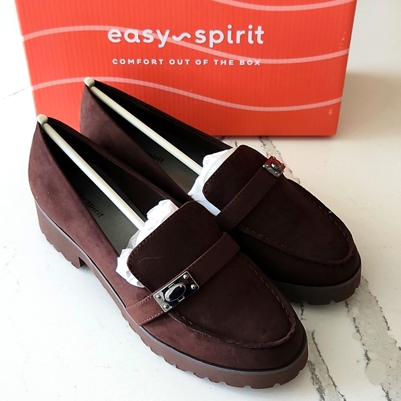 Easy Spirit Shoes - Easy Spirit Waverlie Loafer Women 7.5 Brown Lug Sole Comfort Slip On Shoe